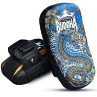 Coussinets de Muay Thai Dragon courbés en cuir Buddha S - bleu