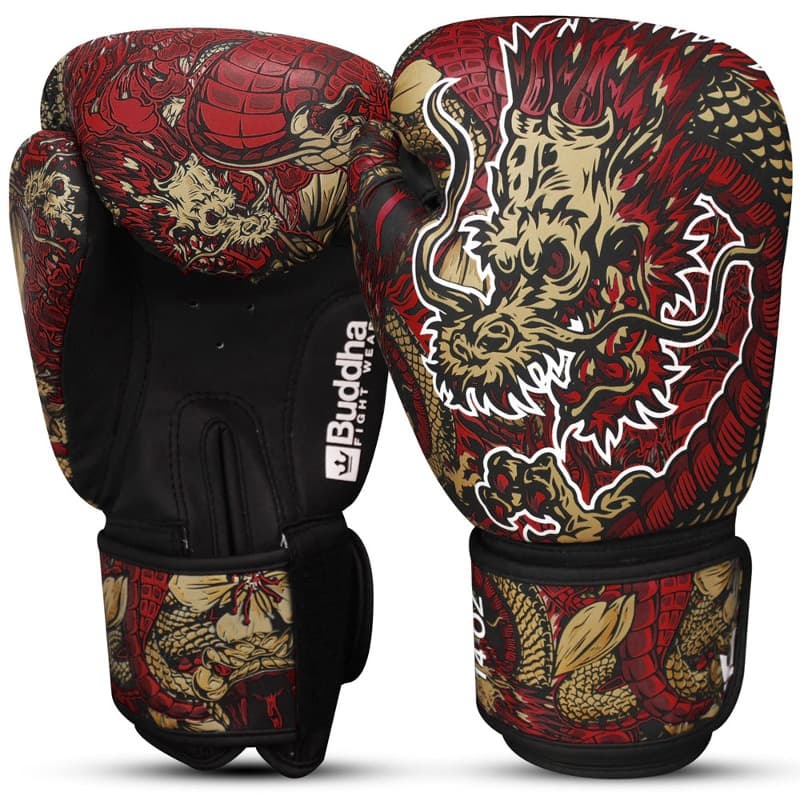 Gants de boxe rouges Bouddha Dragon > Livraison Gratuite