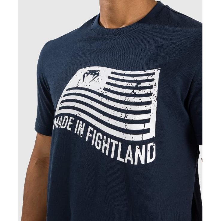 T-shirt Venum Made in Fightland bleu marine/blanc