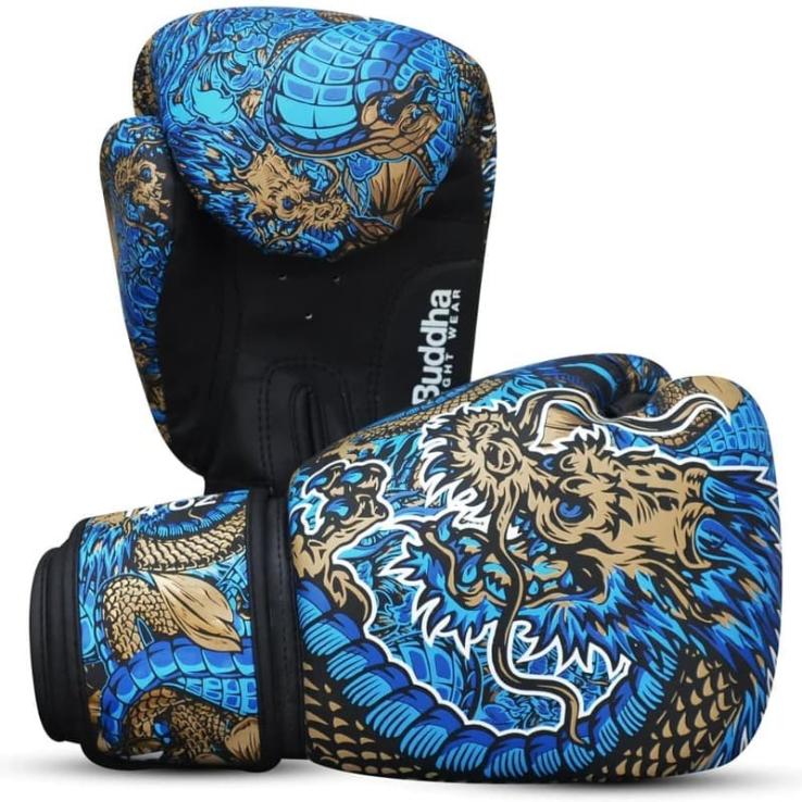 Gants de boxe bleus Bouddha Dragon