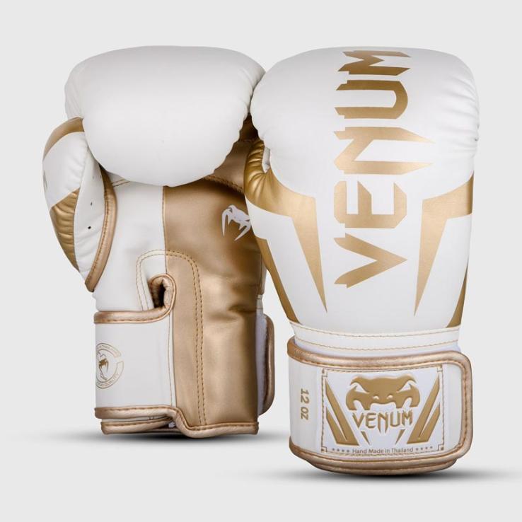 Gants de boxe Venum Elite blanc / or