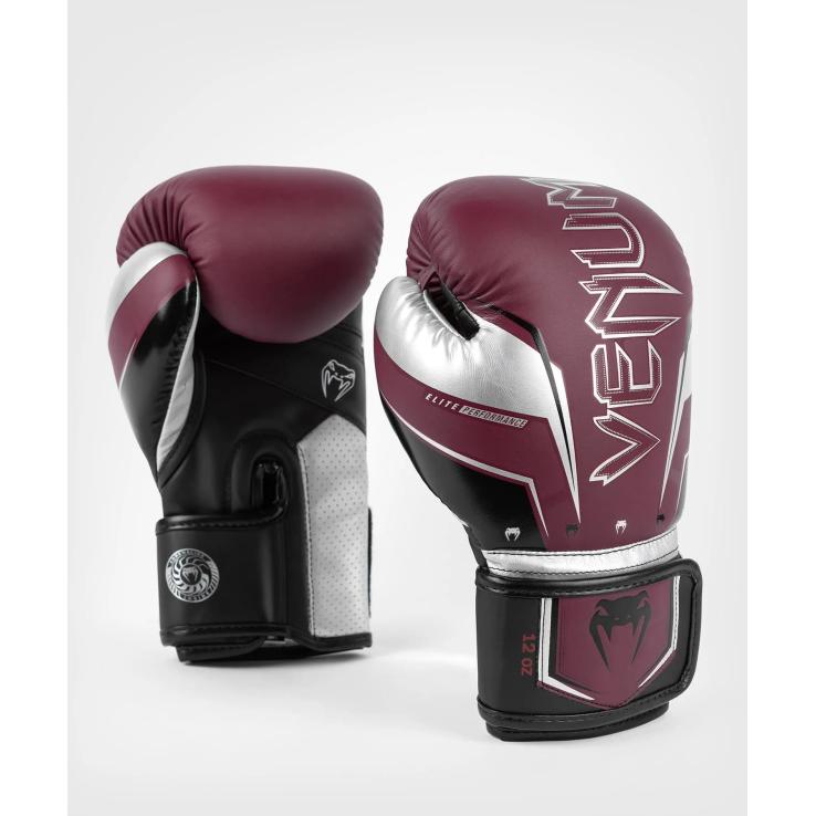 Gants de boxe Venum Elite 2.0 Bordeaux / Argent