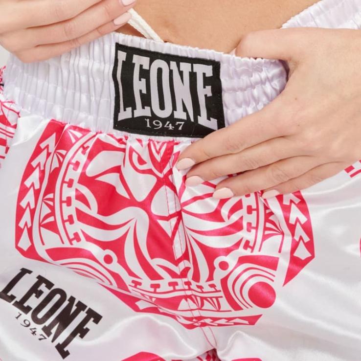 Shorts Muay Thai Leone Haka - rose / blanc